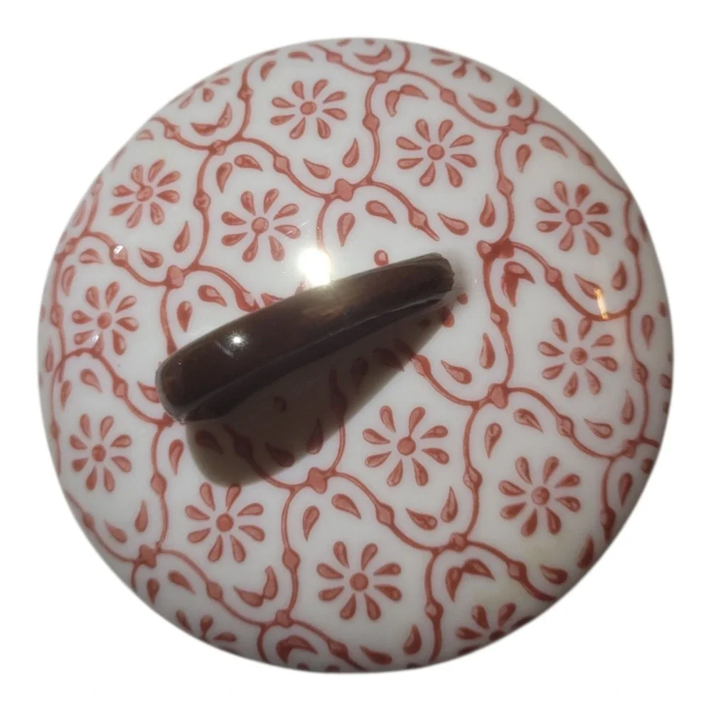 Italian Tea Pot‎ White With Red Floral Pattern